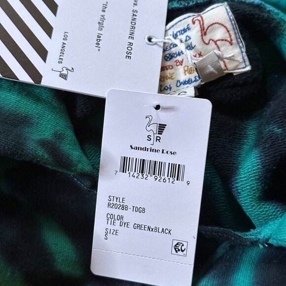 New Sandrine Rose Hoodie Small Womens Green Tie Dye Pullover Fleece Sweatshirt - Picture 7 of 8